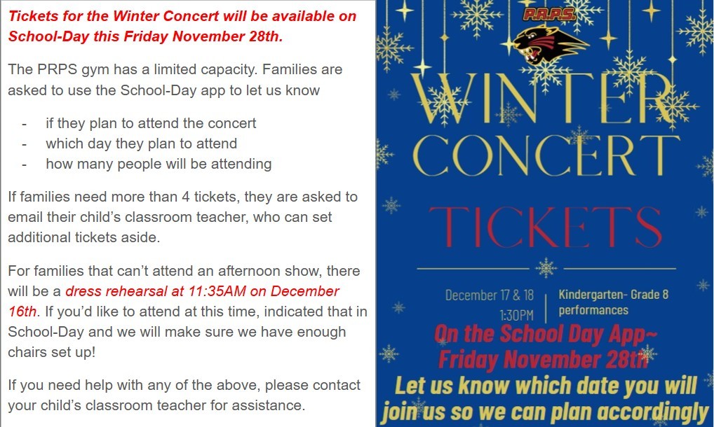 Winter concert tickets for PPW
